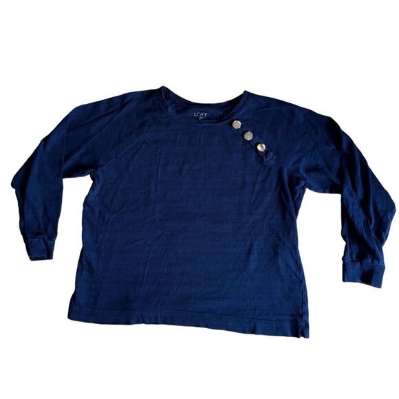 Loft Woman's Navy Blue Long Sleeve Blouse - Size MP - Picture 4 of 7